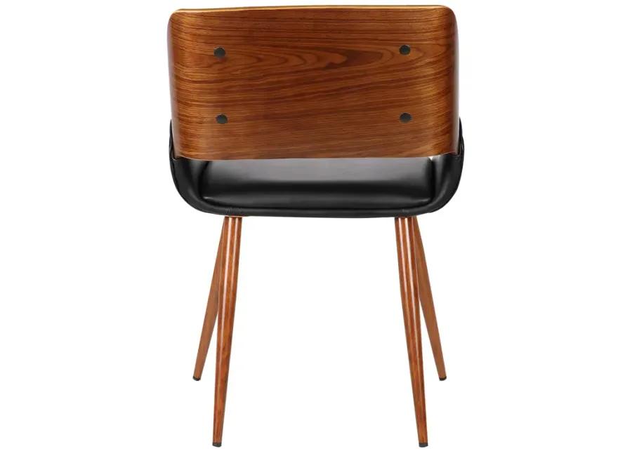 Panda Mid-Century Dining Chair in Walnut Finish and Black Faux Leather