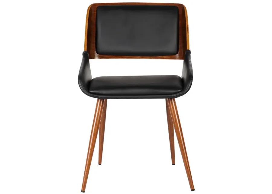 Panda Mid-Century Dining Chair in Walnut Finish and Black Faux Leather