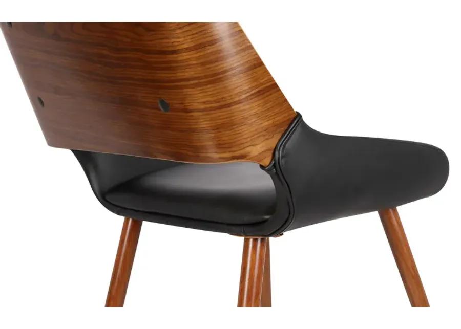 Panda Mid-Century Dining Chair in Walnut Finish and Black Faux Leather