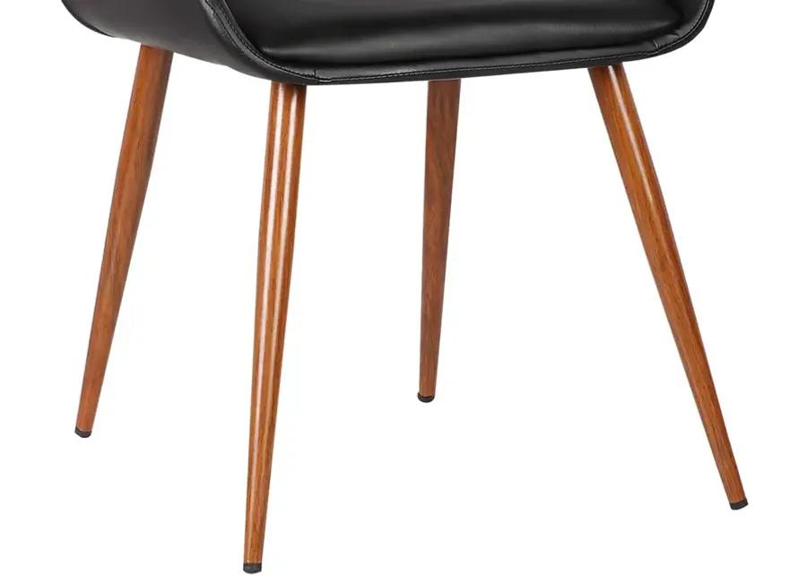 Panda Mid-Century Dining Chair in Walnut Finish and Black Faux Leather