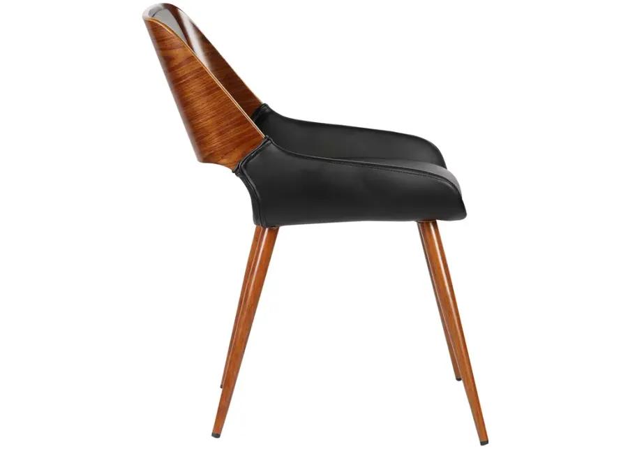 Panda Mid-Century Dining Chair in Walnut Finish and Black Faux Leather