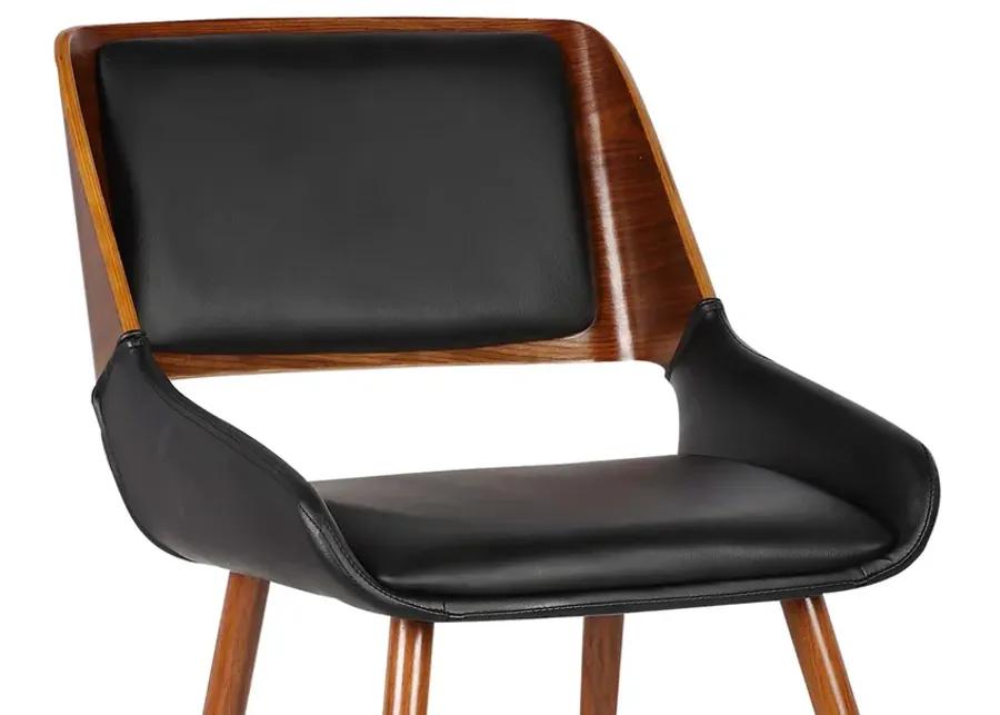 Panda Mid-Century Dining Chair in Walnut Finish and Black Faux Leather