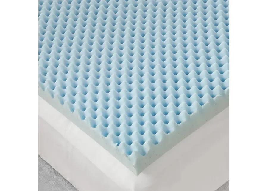 Sleep Philosophy 3" Gel Memory Foam Blue All Season Reversible Hypoallergenic Cooling Mattress Topper