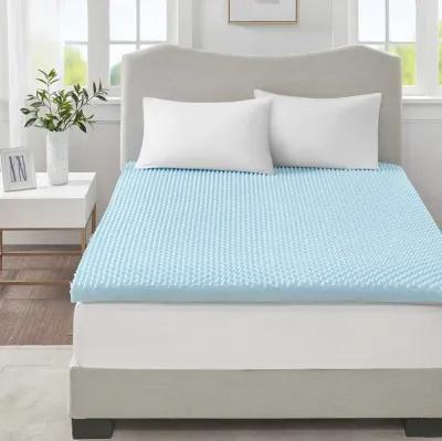 Sleep Philosophy 3" Gel Memory Foam Blue All Season Reversible Hypoallergenic Cooling Mattress Topper