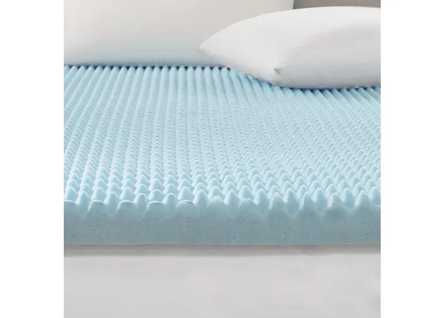 Sleep Philosophy 3" Gel Memory Foam Blue All Season Reversible Hypoallergenic Cooling Mattress Topper