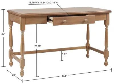 Martha Stewart Tabitha Natural Solid Wood Desk with 1 Drawer and turned legs