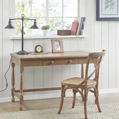 Martha Stewart Tabitha Natural Solid Wood Desk with 1 Drawer and turned legs