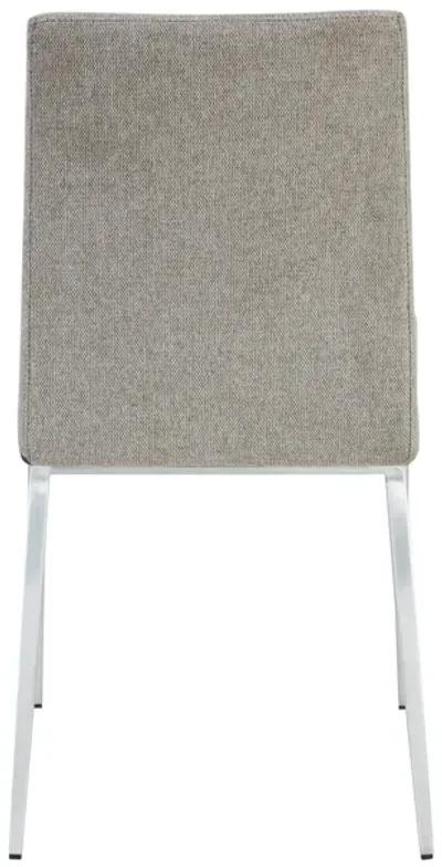 Rasmus Side Chair with Dark Gray Leatherette and Light Brown Fabric with Brushed Stainless Steel Legs - Set of 2