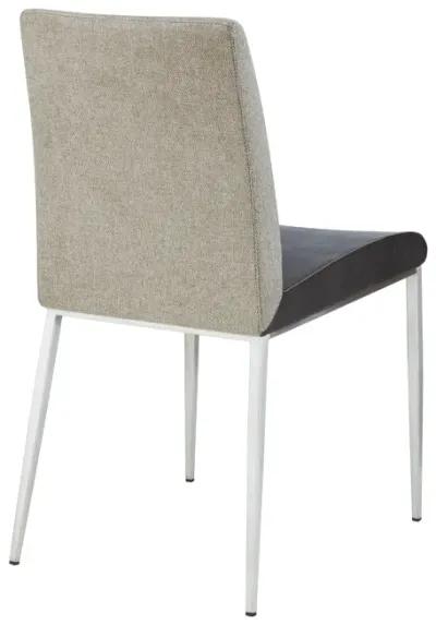 Rasmus Side Chair with Dark Gray Leatherette and Light Brown Fabric with Brushed Stainless Steel Legs - Set of 2