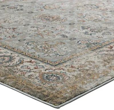 Hisa Distressed Vintage Floral Lattice 5x8 Area Rug