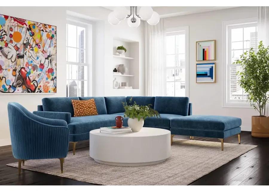 Serena Blue Velvet Large RAF Chaise Sectional