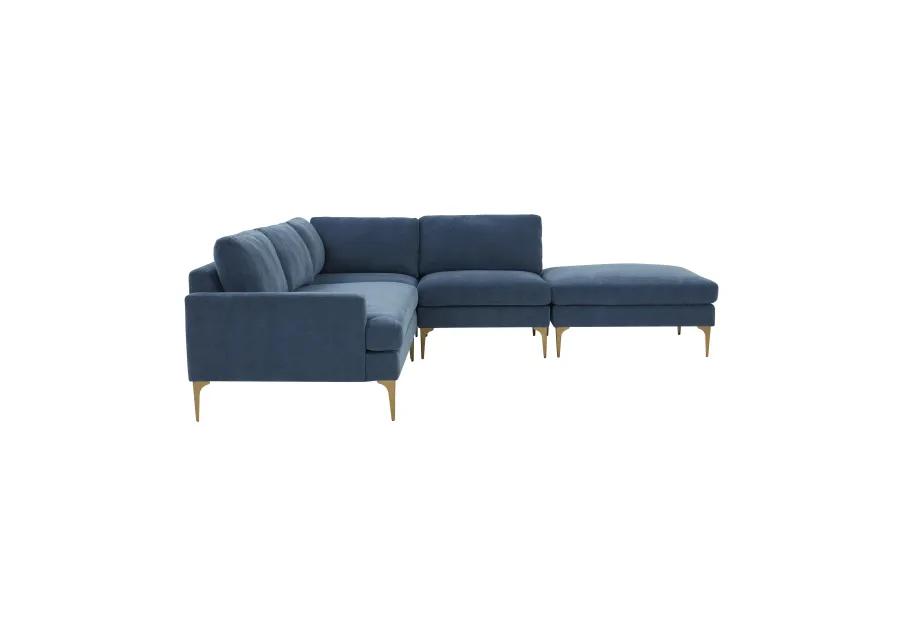 Serena Blue Velvet Large RAF Chaise Sectional