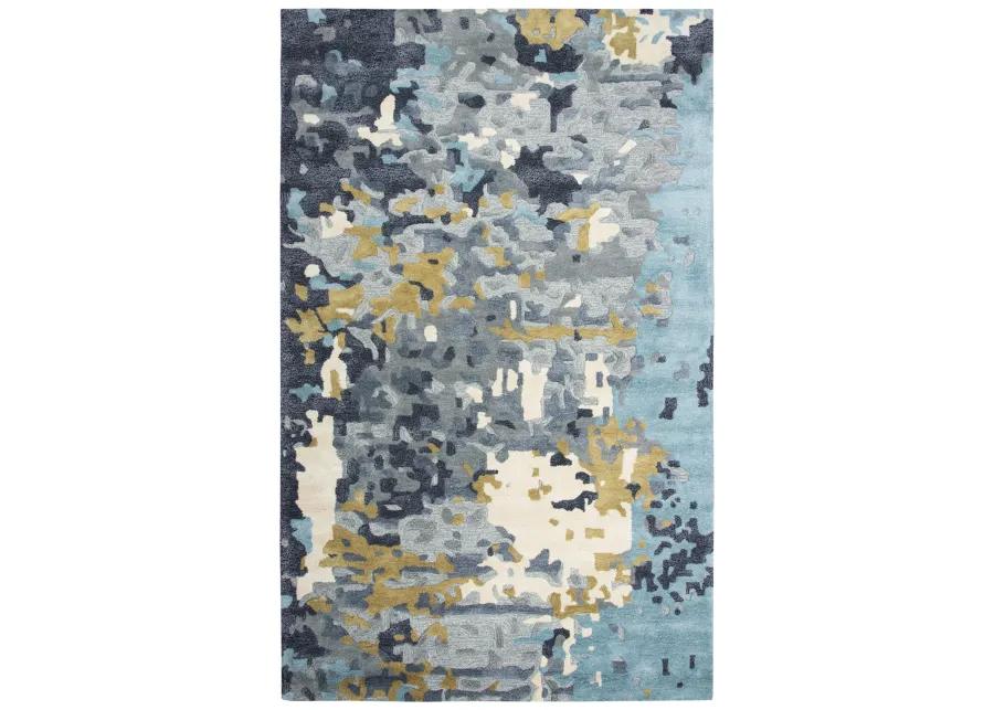 Mod Gray/Beige Abstract Wool/Tencel 9'x12' Rectangle Rug