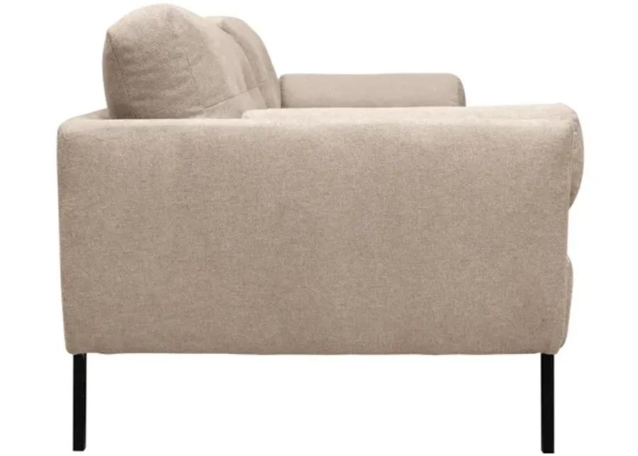 Michalina 84" Beige Fabric Sofa with Black Metal Legs