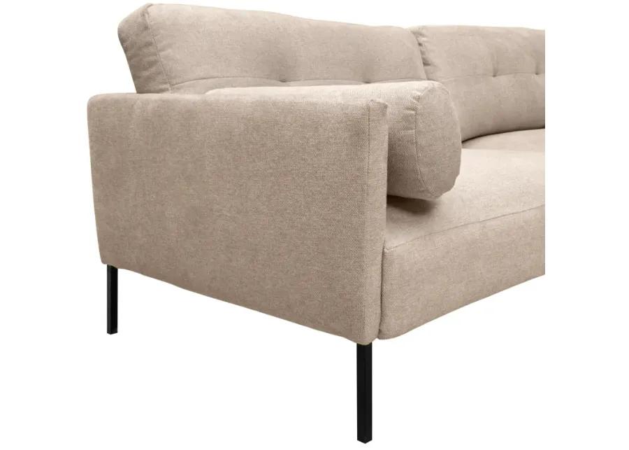 Michalina 84" Beige Fabric Sofa with Black Metal Legs