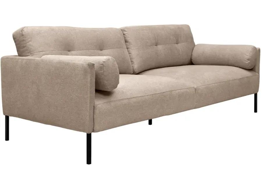 Michalina 84" Beige Fabric Sofa with Black Metal Legs