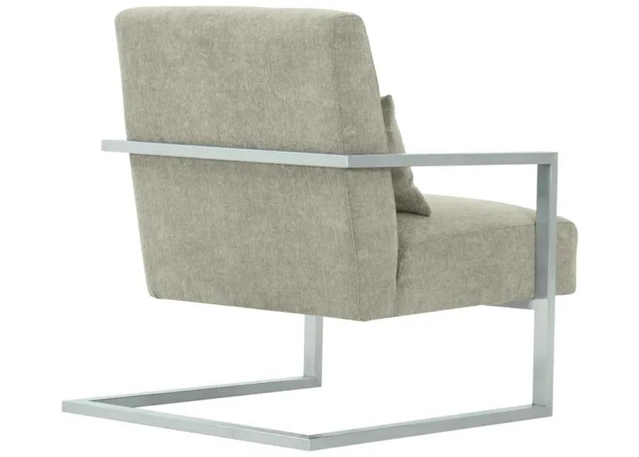 Skyline Modern Accent Chair In Gray Linen and Steel Legs