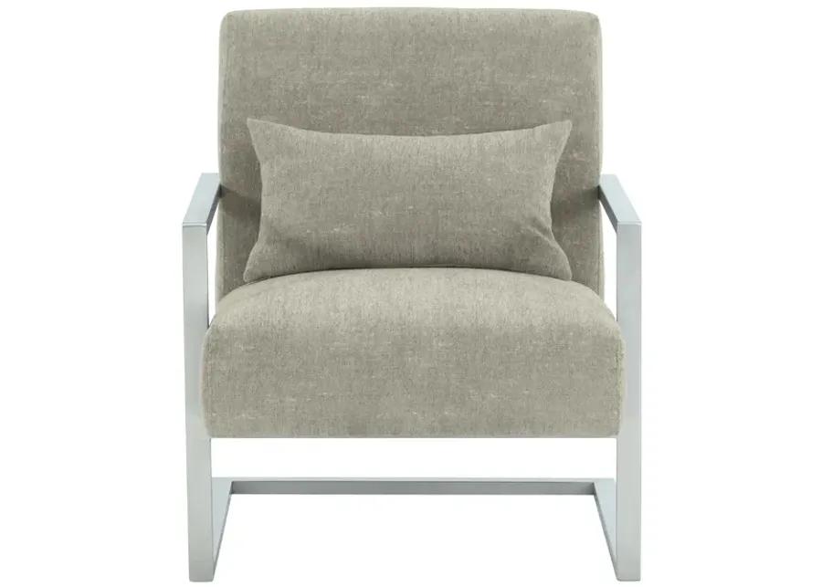 Skyline Modern Accent Chair In Gray Linen and Steel Legs