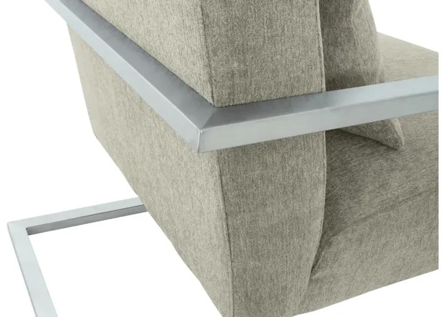 Skyline Modern Accent Chair In Gray Linen and Steel Legs