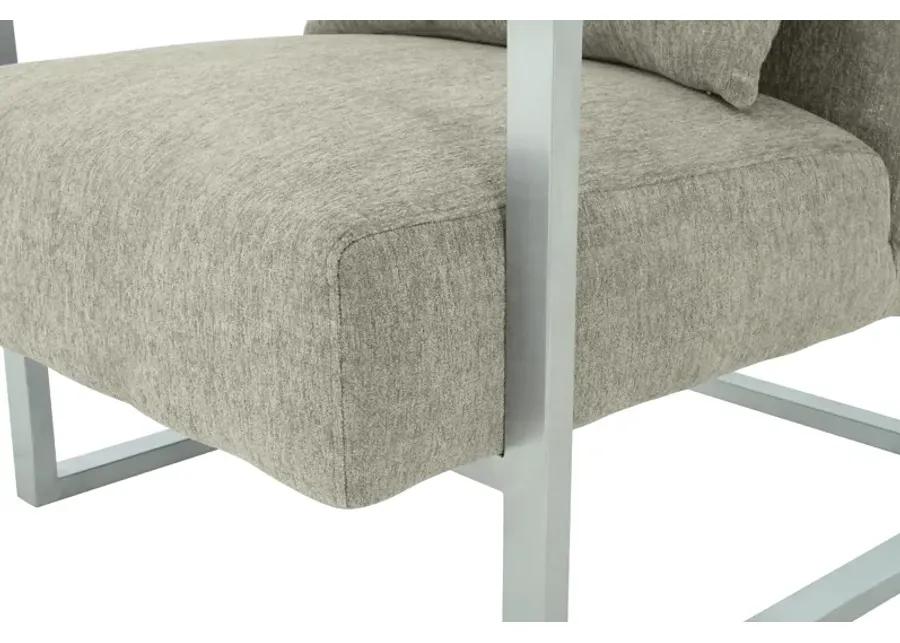 Skyline Modern Accent Chair In Gray Linen and Steel Legs