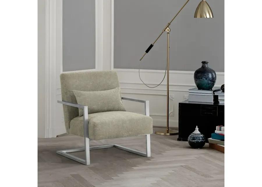 Skyline Modern Accent Chair In Gray Linen and Steel Legs