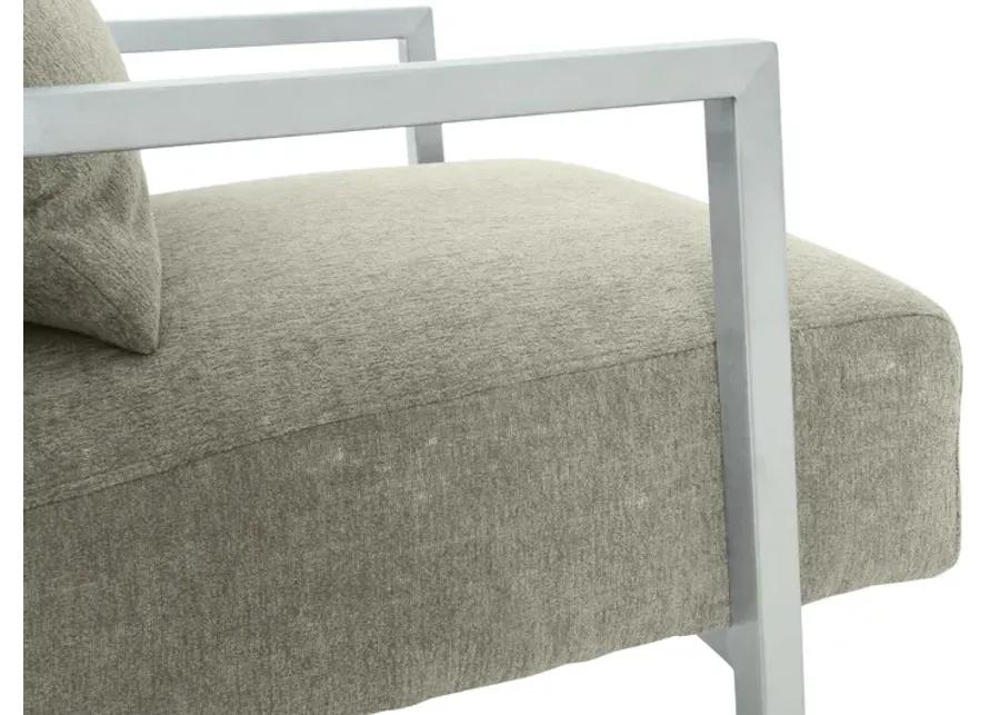 Skyline Modern Accent Chair In Gray Linen and Steel Legs