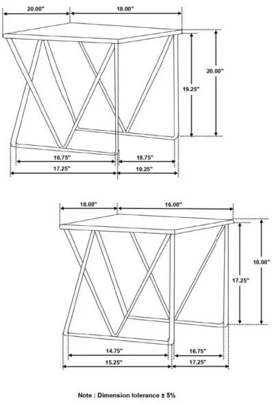 Aherla 2-Piece Nesting Table Set White And Gold