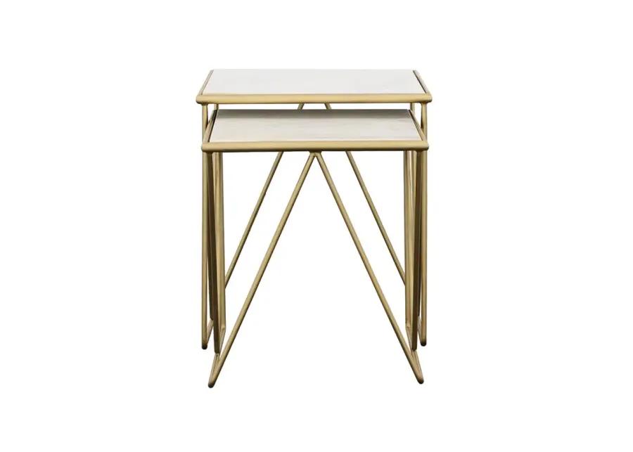 Aherla 2-Piece Nesting Table Set White And Gold