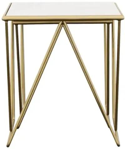 Aherla 2-Piece Nesting Table Set White And Gold