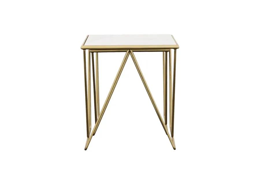 Aherla 2-Piece Nesting Table Set White And Gold