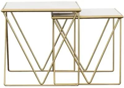 Aherla 2-Piece Nesting Table Set White And Gold