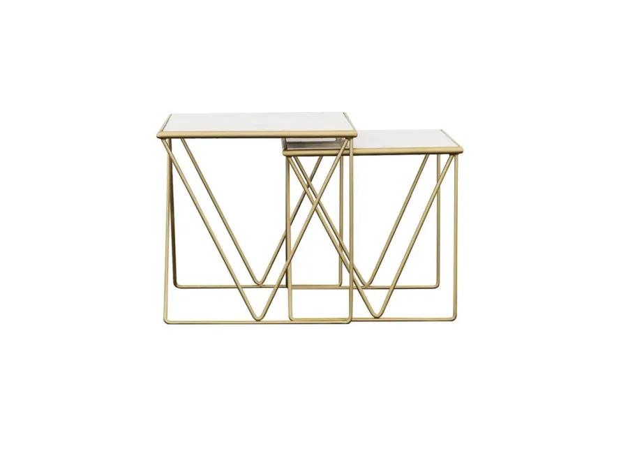 Aherla 2-Piece Nesting Table Set White And Gold