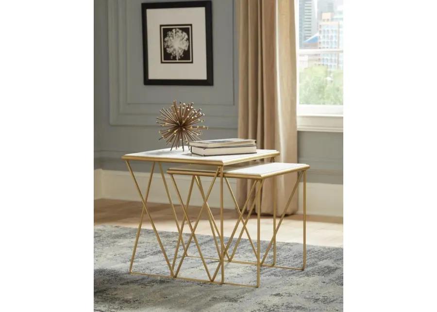 Aherla 2-Piece Nesting Table Set White And Gold