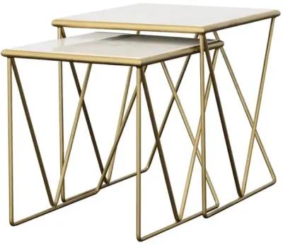 Aherla 2-Piece Nesting Table Set White And Gold