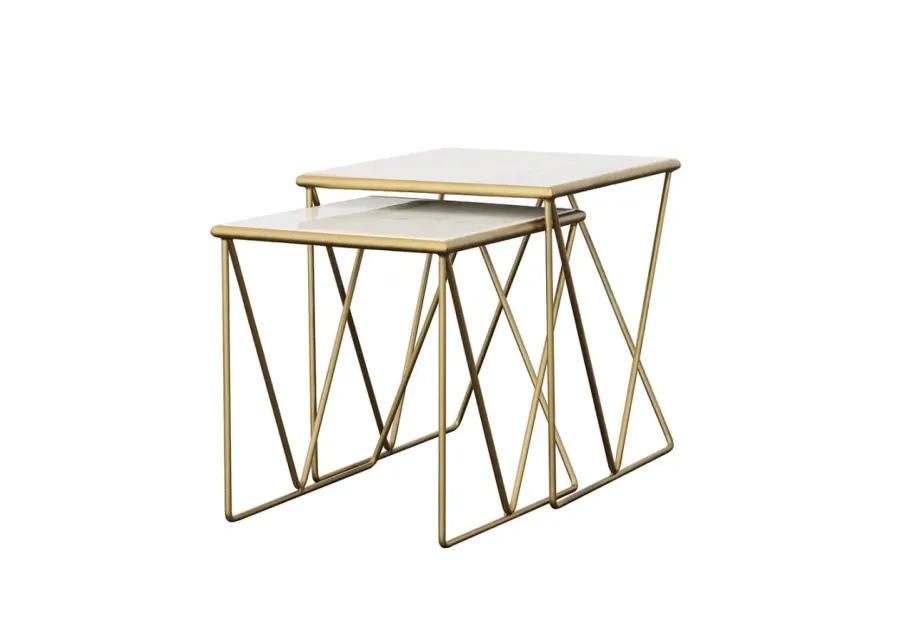 Aherla 2-Piece Nesting Table Set White And Gold