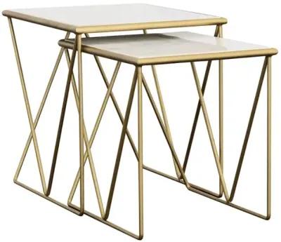 Aherla 2-Piece Nesting Table Set White And Gold