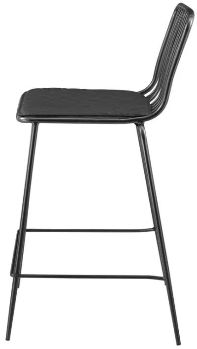 Thomas Metal Counter Stool Black Cushion, Metallic Gunmetal (Set of 4)