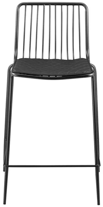 Thomas Metal Counter Stool Black Cushion, Metallic Gunmetal (Set of 4)