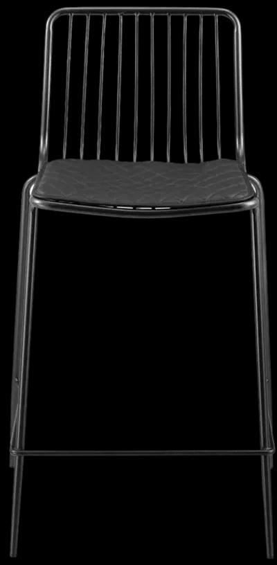 Thomas Metal Counter Stool Black Cushion, Metallic Gunmetal (Set of 4)