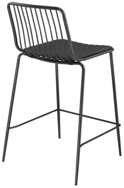 Thomas Metal Counter Stool Black Cushion, Metallic Gunmetal (Set of 4)