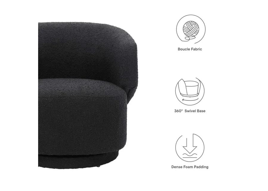 Celestia Boucle Fabric Swivel Chair