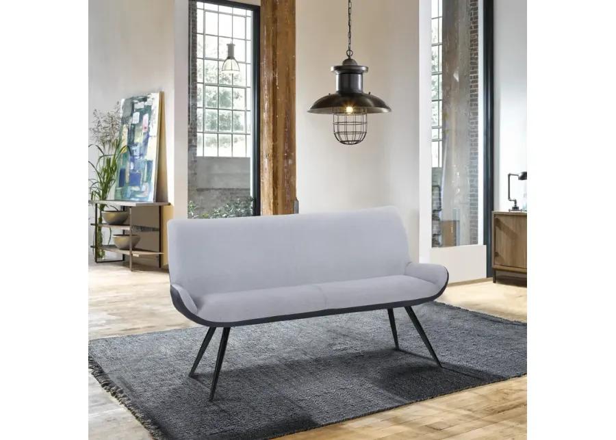 Coronado Contemporary Bench in Brushed Gray Powder Coated Finish and Gray Fabric