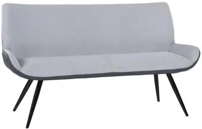 Coronado Contemporary Bench in Brushed Gray Powder Coated Finish and Gray Fabric