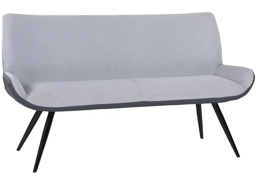 Coronado Contemporary Bench in Brushed Gray Powder Coated Finish and Gray Fabric