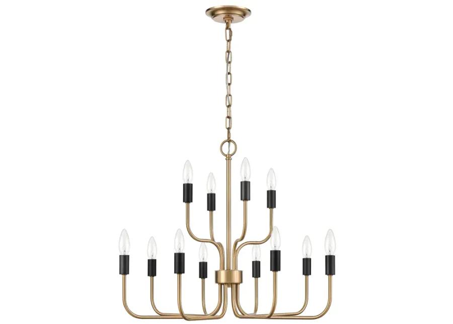 Epping Avenue 24" Wide 12-Light Chandelier - Aged Brass