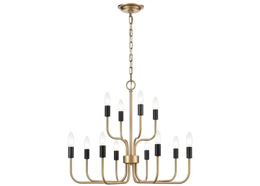 Epping Avenue 24" Wide 12-Light Chandelier - Aged Brass