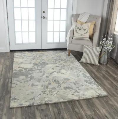 Impressions Gray Abstract NZ Wool/Tencel Blend 9'x12' Rectangle Rug