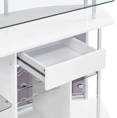 Gideon Crescent Shaped Glass Top Bar Unit with Drawer