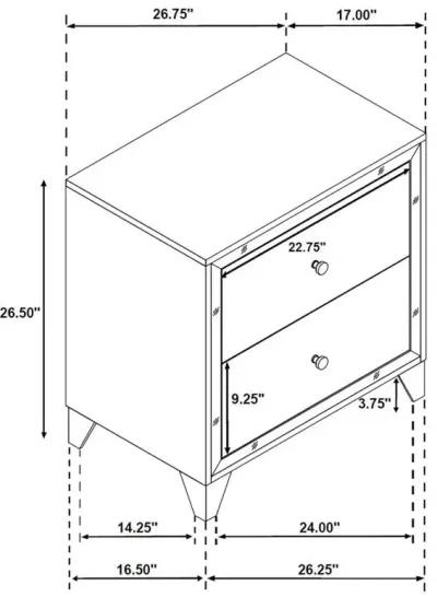 Larue 2-drawer Nightstand with USB Port Silver