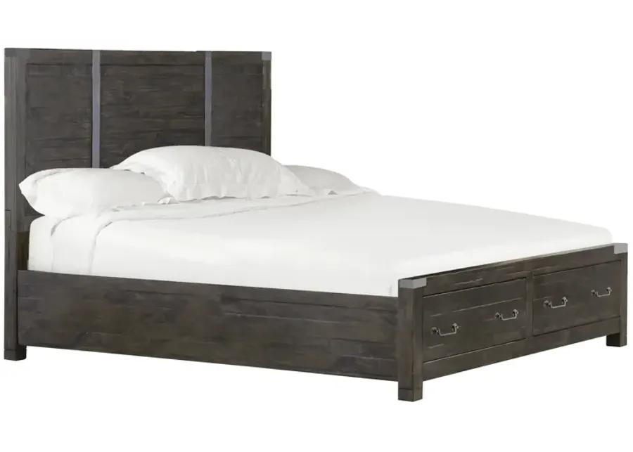 Abington Panel Bed with Storage in Weathered Charcoal